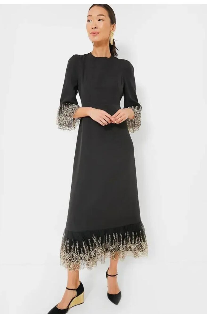 pomander place tuckernuck black with gold detailing lillith dress women x-small